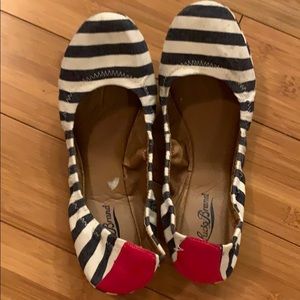 Lucky brand flats. Navy and white stripe size 10